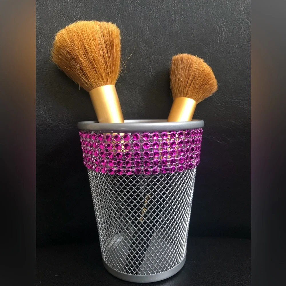 New! Custom silver and pink metal storage cup.